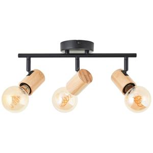 Brilliant Plafondlamp Kerry 3-lichts zwart met hout 99715/76