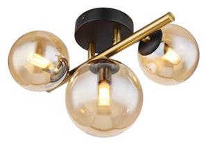 Globo LED-Deckenleuchte Riha, amber, Länge 28,5 cm, 3-flg., Glas