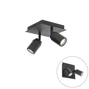 QAZQA Moderner Badspot schwarz quadratisch 2-flammig IP44 - Ducha
