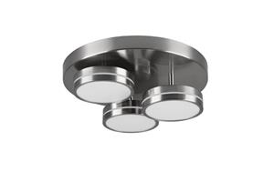 trioleuchten LED Deckenleuchte FRANKLIN 3 flammig Silber mit Stufen Dimmer, Ø 35cm