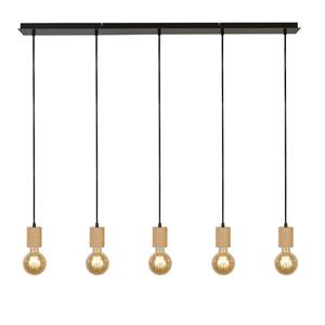 searchlight Spinny 5 Lichtleisten-Deckenleuchte – Holz und schwarzes Metall