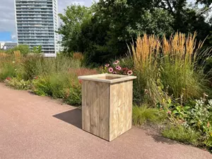 Industrielemeubelshop Steigerhouten plantenbak Alen met sierlijke rand