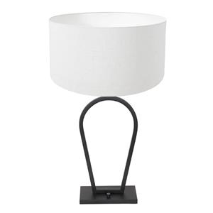 Steinhauer Zwarte schemerlamp Stang met witte linnen kap 3507ZW