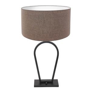 Steinhauer Zwarte schemerlamp Stang met taupe linnen kap 3508ZW