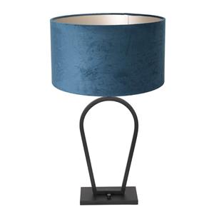 Steinhauer Zwarte schemerlamp Stang met blauwe velours kap 3510ZW