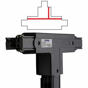 Tronix T stuk voor een spanningsrail links 2 zwart 169-101
