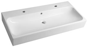 Toridi 2 kraangaten keramieke wastafel 101x46,5cm wit