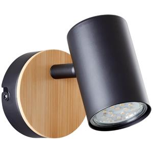 Brilliant Wandlamp Niels zwart met hout 99762/76