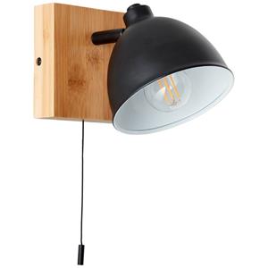 Brilliant Wandlamp Celia zwart met bamboe 99793/06