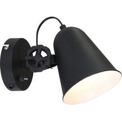 Anne Light & home Retro Wandlamp -  - Metaal - Retro - E27 - L: 250cm - Voor Binnen - Woonkamer - Eetkamer - Zwart