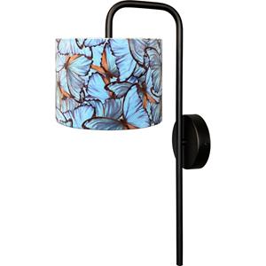 Masterlight Zwarte wandlamp Venus met Butterfly lampenkap 3262-05-6580-VL-20