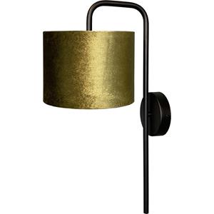 Masterlight Zwarte wandlamp Venus met olijfgroene lampenkap 3262-05-6580-04-20