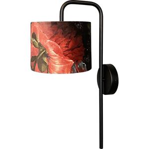 Masterlight Zwarte wandlamp Venus met Flower lampenkap 3262-05-6580-BL-20