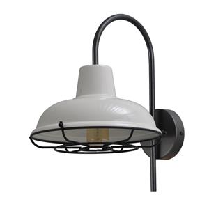 Masterlight Retro witte industrie wandlamp Industria Grid 33cm zwart met witte kap 3045-05-06-06-C