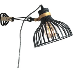 Anne Light & home Industriële Wandlamp -  - Metaal - Industrieel - E27 - L: 24cm - Voor Binnen - Woonkamer - Eetkamer - Zwart