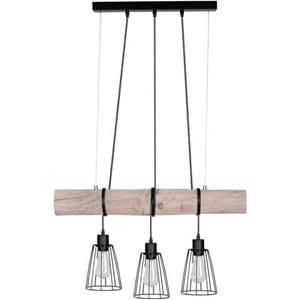 SPOT Light Hanglamp TRABO SHORT Hanglamp, houten balk van massief grenenhout, hout grijs gebeitst