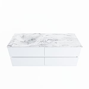 Mondiaz Vica Dlux badmeubel 130cm Talc - Cloud wastafel Glace links - zonder kraangat