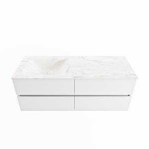 Mondiaz Vica Dlux badmeubel 130cm Talc - Cloud wastafel Ostra links - met 1 kraangat