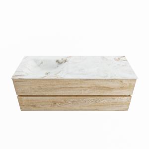 Mondiaz Vica Dlux badmeubel 130cm Washed Oak - Cloud wastafel Frappe links - zonder kraangat