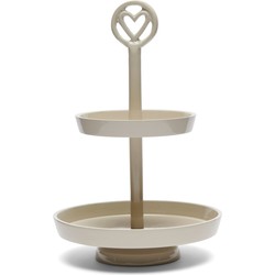 Rivièra Maison kleine Etagère 2 laags, Serveerplateau - RM Di Cuore Etagère - Beige - Aluminium