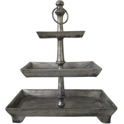 Deco4yourhome  Etagere 3 Laags Rechthoek - Boston - Silver Antique