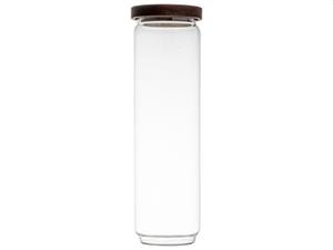 Gusta voorraadpot glas/acacia 9x30cm
