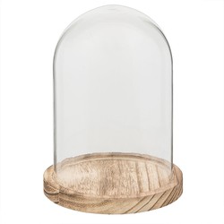 Stolp Ø 12x17 cm Glas Hout Rond Glazen Stolp