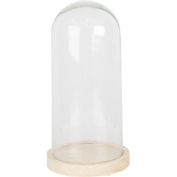 Clayre & Eef Stolp Ø 13x26 cm Bruin Hout Glas Rond Glazen stolp