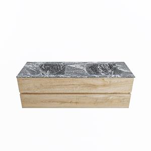 Mondiaz Vica Dlux badmeubel 150cm Washed Oak - Cloud wastafel Lava dubbel - met 2 kraangaten
