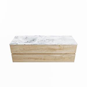 Mondiaz Vica Dlux badmeubel 150cm Washed Oak - Cloud wastafel Glace links - zonder kraangat