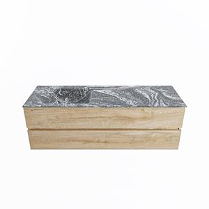 Mondiaz Vica Dlux badmeubel 150cm Washed Oak - Cloud wastafel Lava links - zonder kraangat