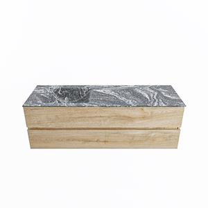 Mondiaz Vica Dlux badmeubel 150cm Washed Oak - Cloud wastafel Lava links - met 1 kraangat