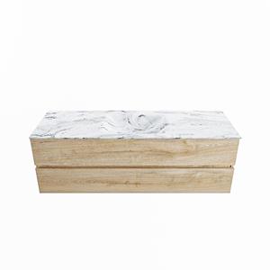 Mondiaz Vica Dlux badmeubel 150cm Washed Oak - Cloud wastafel Glace midden - zonder kraangat