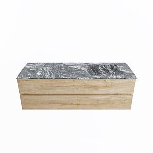 Mondiaz Vica Dlux badmeubel 150cm Washed Oak - Cloud wastafel Lava rechts - zonder kraangat