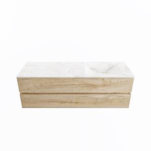 Mondiaz Vica Dlux badmeubel 150cm Washed Oak - Cloud wastafel Ostra rechts - zonder kraangat