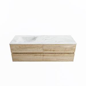 Mondiaz Vica Dlux badmeubel 150cm Washed Oak - Cloud wastafel Opalo links - zonder kraangat