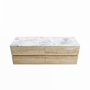 Mondiaz Vica Dlux badmeubel 150cm Washed Oak - Cloud wastafel Glace rechts - zonder kraangat
