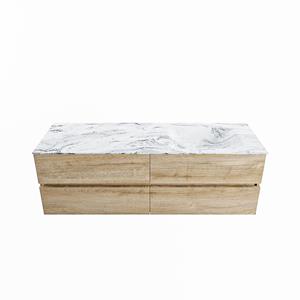 Mondiaz Vica Dlux badmeubel 150cm Washed Oak - Cloud wastafel Glace rechts - met 1 kraangat