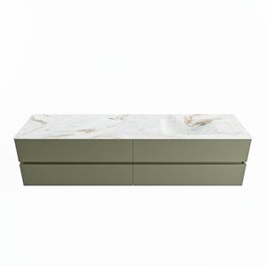 Mondiaz Vica Dlux badmeubel 200cm Army - Cloud wastafel Frappe rechts - zonder kraangat