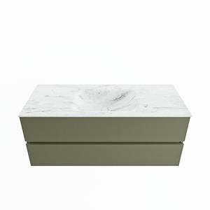 Mondiaz Vica Dlux badmeubel 120cm Army - Cloud wastafel Opalo midden - met 1 kraangat