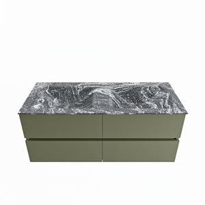 Mondiaz Vica Dlux badmeubel 120cm Army - Cloud wastafel Lava dubbel - met 2 kraangaten