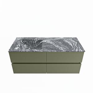 Mondiaz Vica Dlux badmeubel 120cm Army - Cloud wastafel Lava links - met 1 kraangat