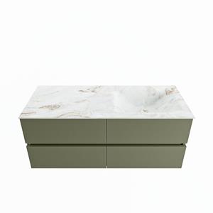 Mondiaz Vica Dlux badmeubel 120cm Army - Cloud wastafel Frappe rechts - zonder kraangat