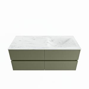 Mondiaz Vica Dlux badmeubel 120cm Army - Cloud wastafel Opalo rechts - zonder kraangat