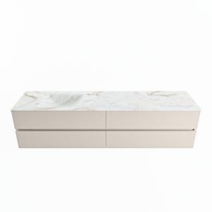 Mondiaz Vica Dlux badmeubel 200cm Linen - Cloud wastafel Frappe links - zonder kraangat