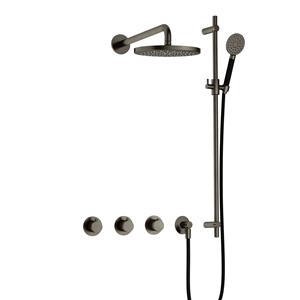 Hotbath Cobber IBS70 inbouw doucheset met 2 stopkranen met ronde handdouche, m106 en glijstang - Verouderd ijzer