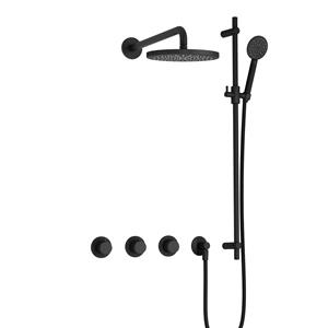 Hotbath Cobber IBS70 inbouw doucheset met 2 stopkranen met ronde handdouche, m106 en glijstang - Mat zwart