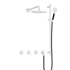 Hotbath Cobber IBS70 inbouw doucheset met 2 stopkranen met ronde handdouche, m106 en glijstang - Mat wit