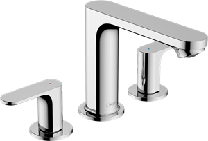 Hansgrohe Rebris S 3-Loch Waschtischarmatur 110 mit Ablaufgarnitur aus Kunststoff, 72530000,