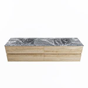 Mondiaz Vica Dlux badmeubel 200cm Washed Oak - Cloud wastafel Lava dubbel - zonder kraangat